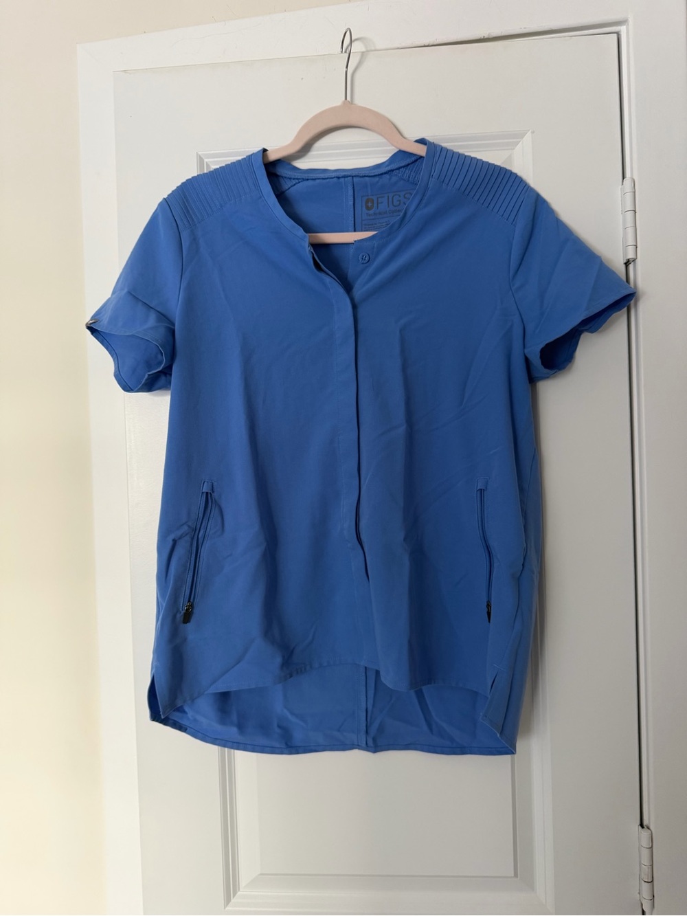 Figs Ceil Blue Women’s Limbe - Collarless Moto Scrub Top